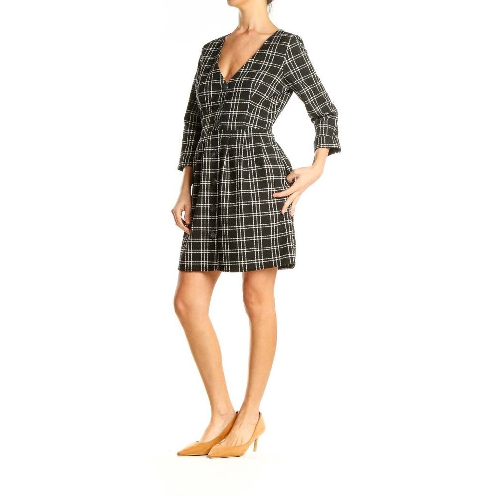 NWT Zara Black Plaid Fit‎ & Flare Mini Dress